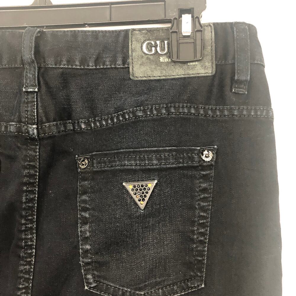 Guess Jeans 5-Pocket Black Washed Denim Skirt Size 26 - Picture 8 of 12